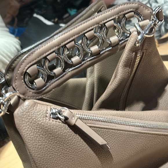 Calvin Klein Geo Rocky Road Hobo Handbag/Purse Taupe Vegan Leather LIKE NEW - Picture 3 of 10
